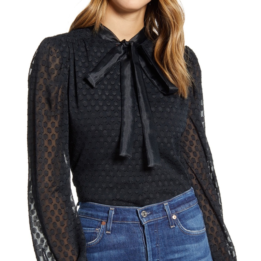 Rachel Parcell Textured Bow Blouse